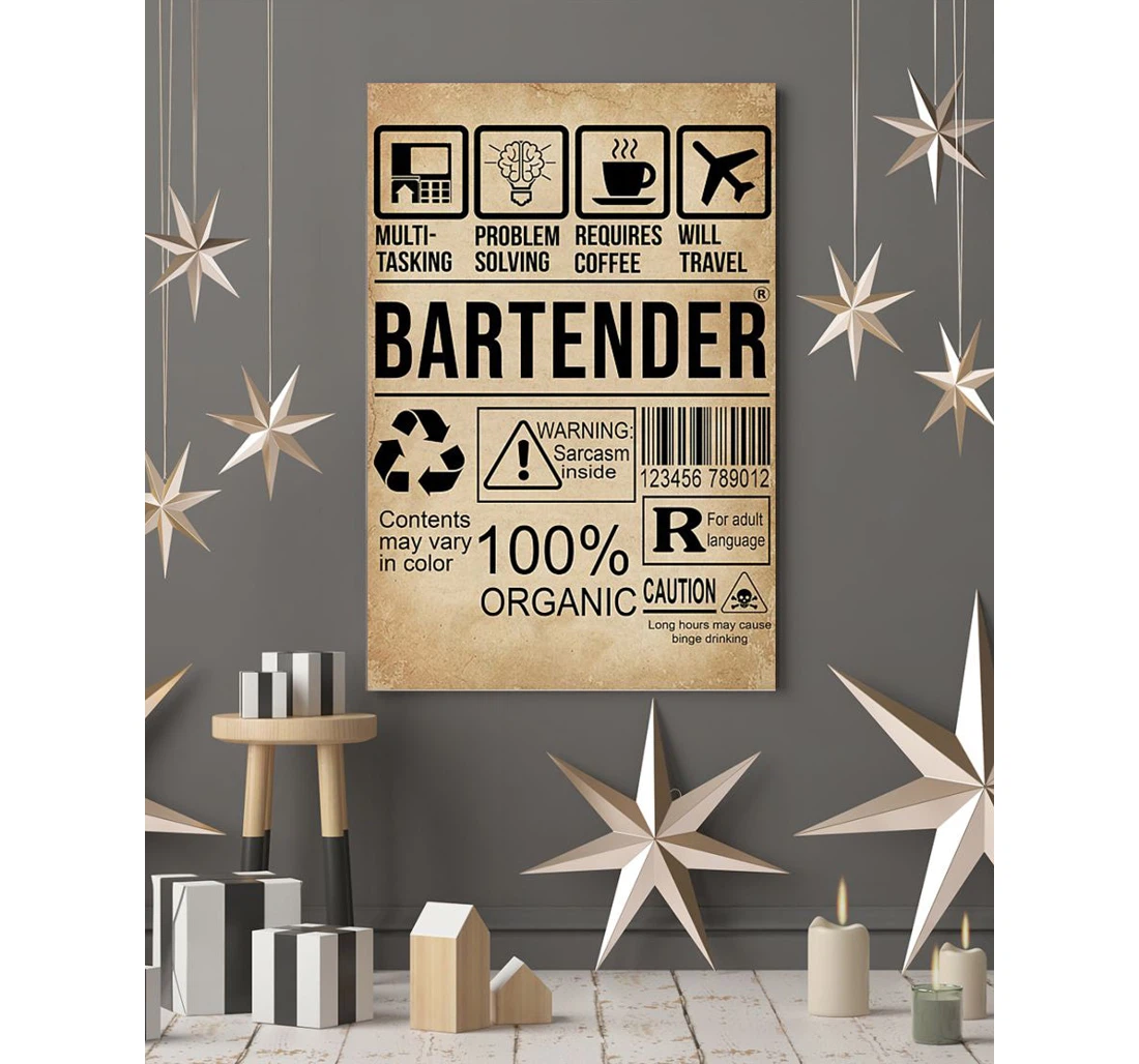 Personalized Poster, Canvas - Multitasking Bartender Print Framed Wall Art
