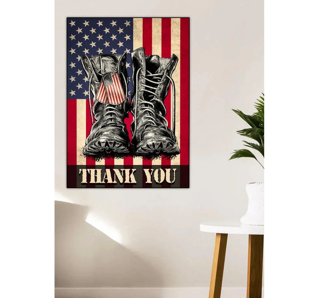 Personalized Poster, Canvas - Thank You American Veteran Print Framed Wall Art