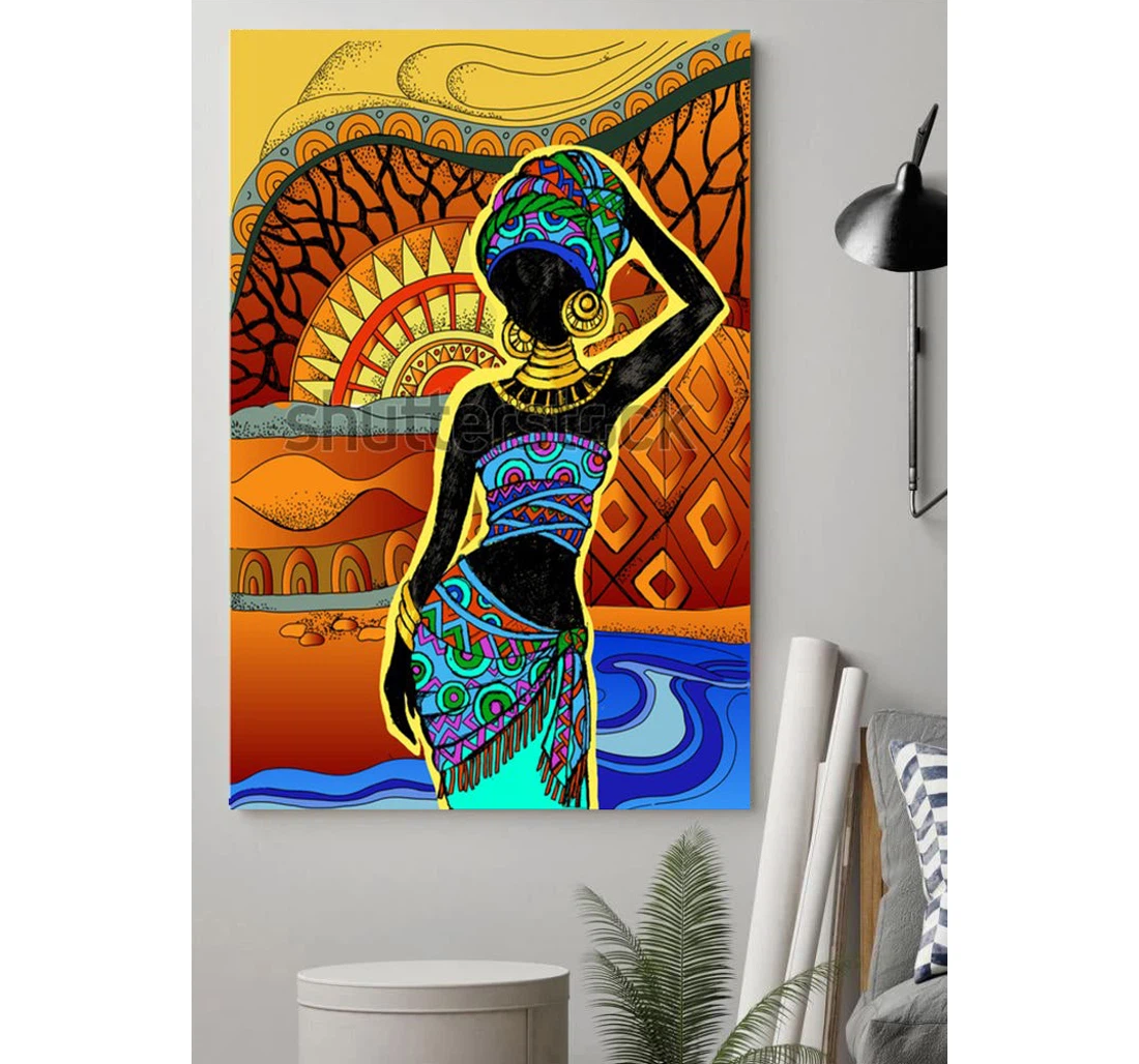 Personalized Poster, Canvas - African Beautiful Black Woman Print Framed Wall Art