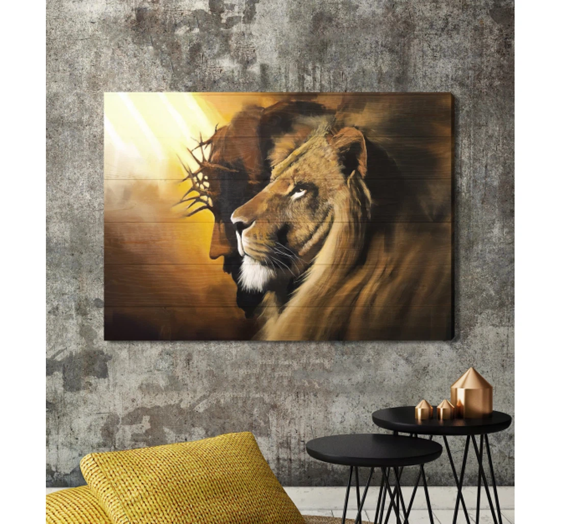 Personalized Poster, Canvas - Jesus Lion Hope And Faith Print Framed Wall Art