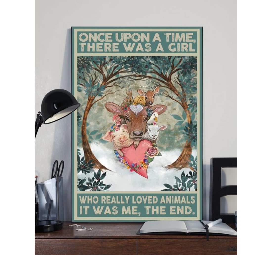 Personalized Poster, Canvas - A Girl Who Really Loved Animals Once Upon A Time And Print Framed Wall Art