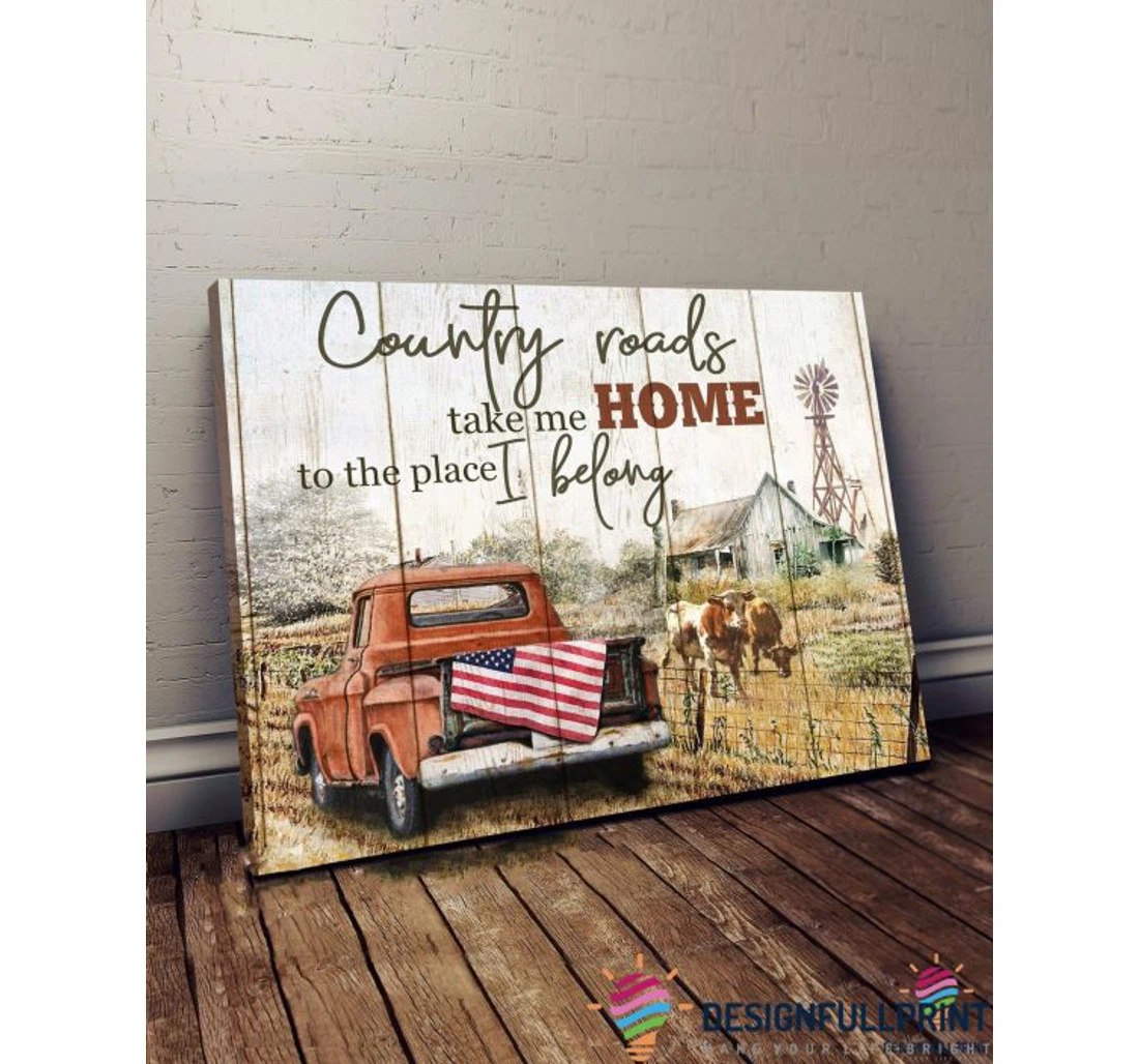 Personalized Poster, Canvas - Country Road Take Me Ln Print Framed Wall Art