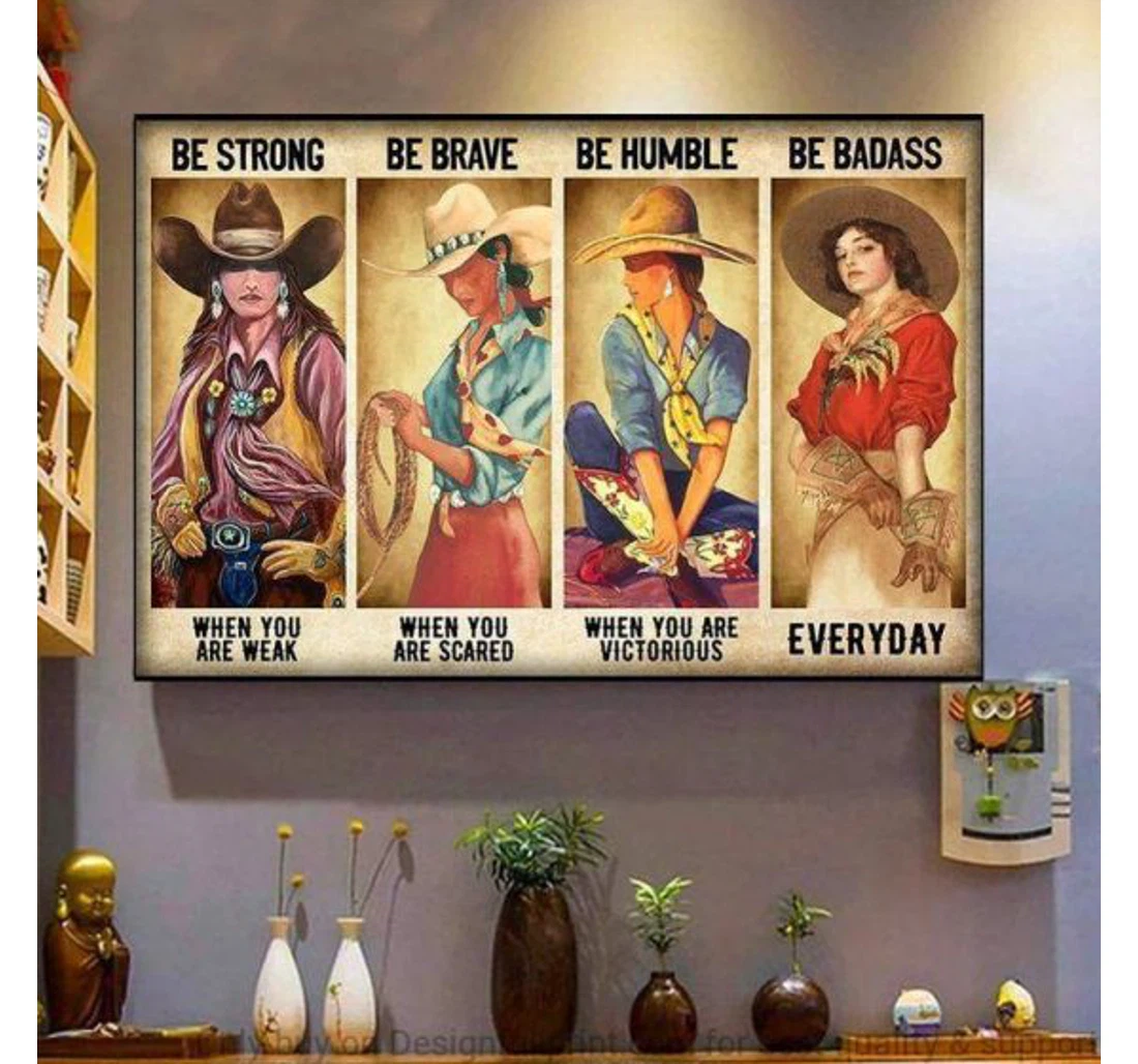 Personalized Poster, Canvas - Brave Strong Humble Badass Cowgirls Wild Girls Western Lady Pa Print Framed Wall Art