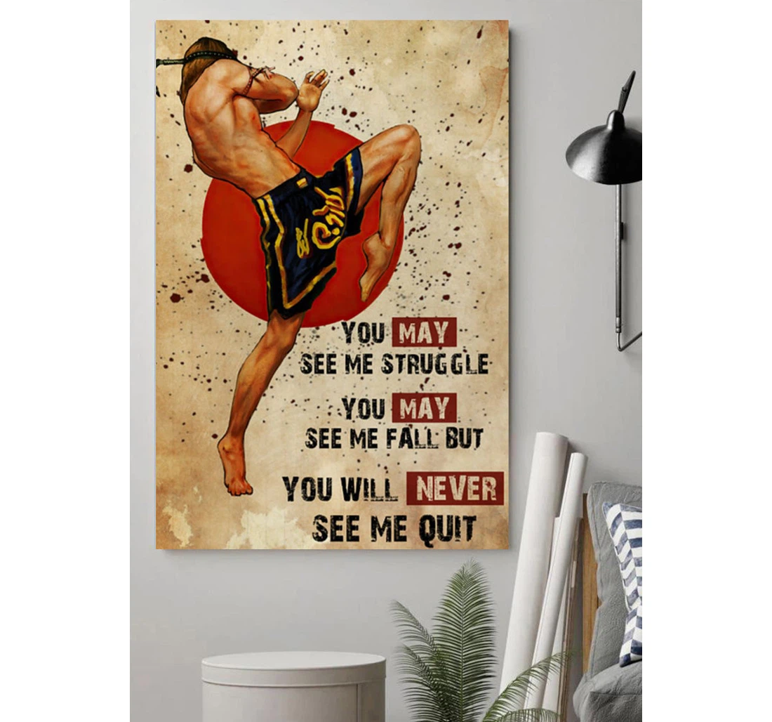 Personalized Poster, Canvas - Never Quit Muay Thai Thai Boxing Training Print Framed Wall Art