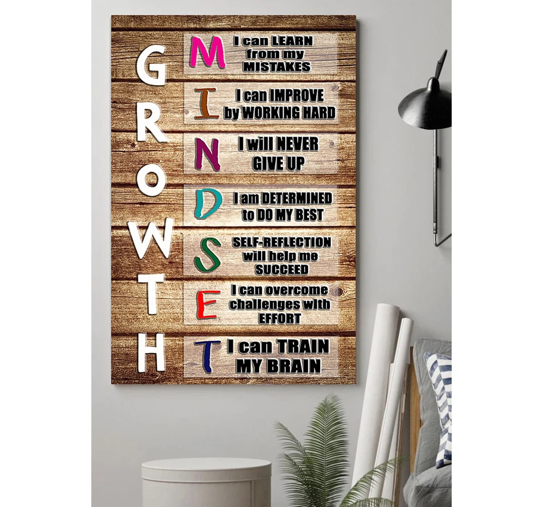Personalized Poster, Canvas - Growth Mindset Print Framed Wall Art
