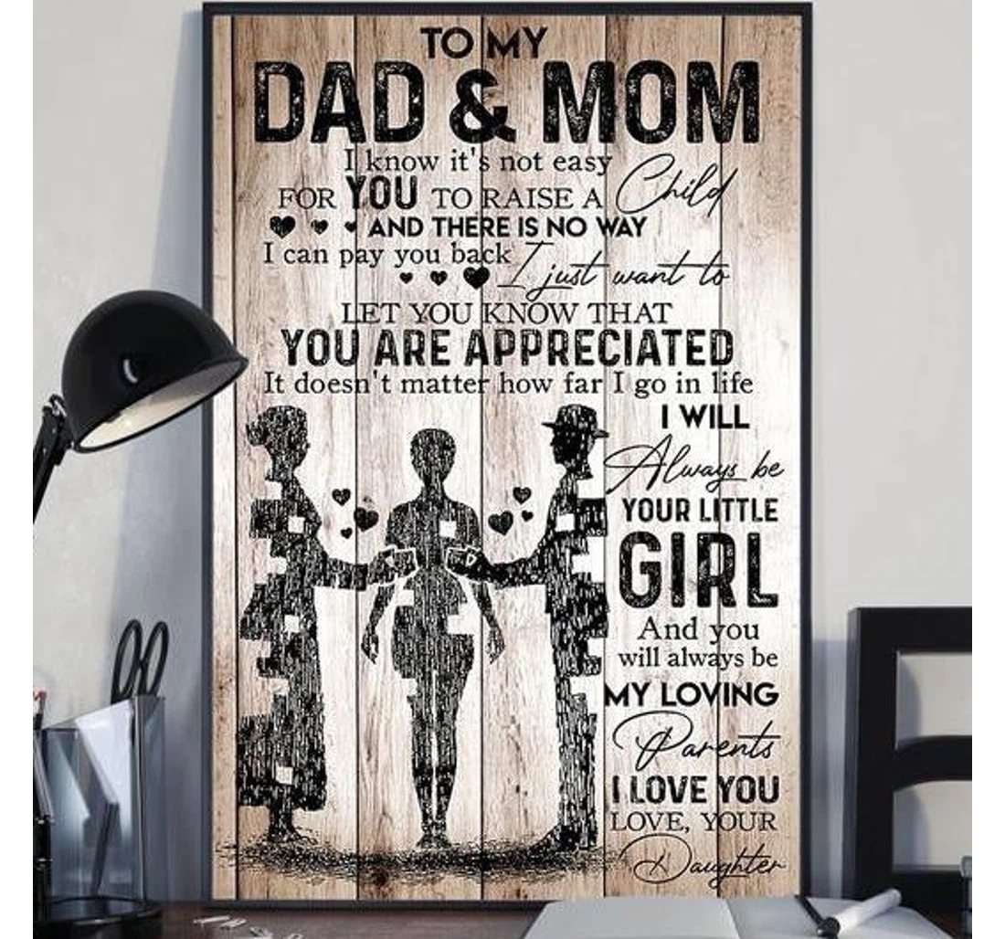 Personalized Poster, Canvas - Daughter To Mom And Dad To My Dad And Mom I'll Always Be Your Little Girl Dad Mom Print Framed Wall Art