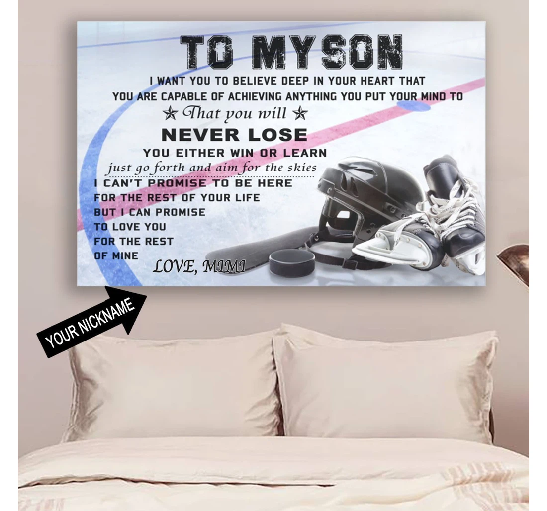 Personalized Poster, Canvas - To My Son Never Lose Hockey Son Print Framed Wall Art