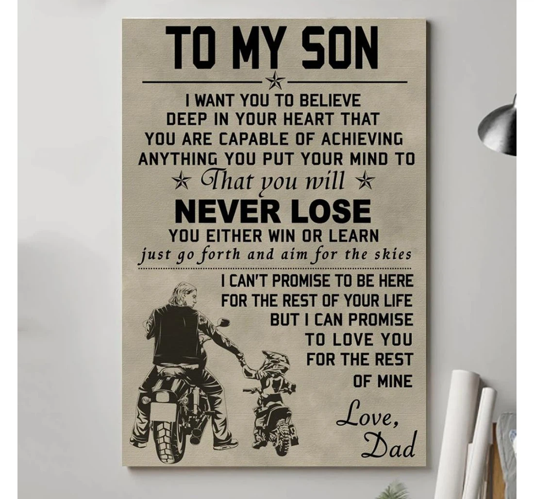 Personalized Poster, Canvas - To My Son Never Lose Biker Son From Dad Gsge Print Framed Wall Art