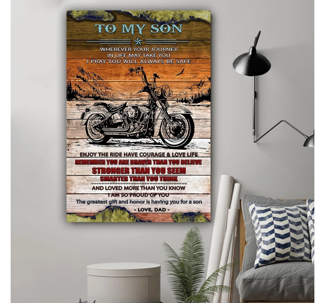 Personalized Poster, Canvas - I Am So Proud Of You Biker Son Print Framed Wall Art