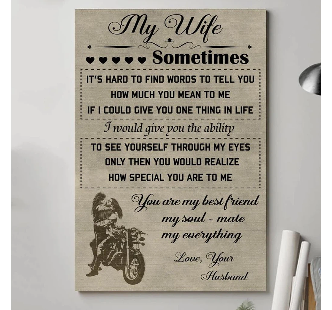 Personalized Poster, Canvas - Husband To Wife Sometimes It's Hard Biker Wife Gsge Print Framed Wall Art