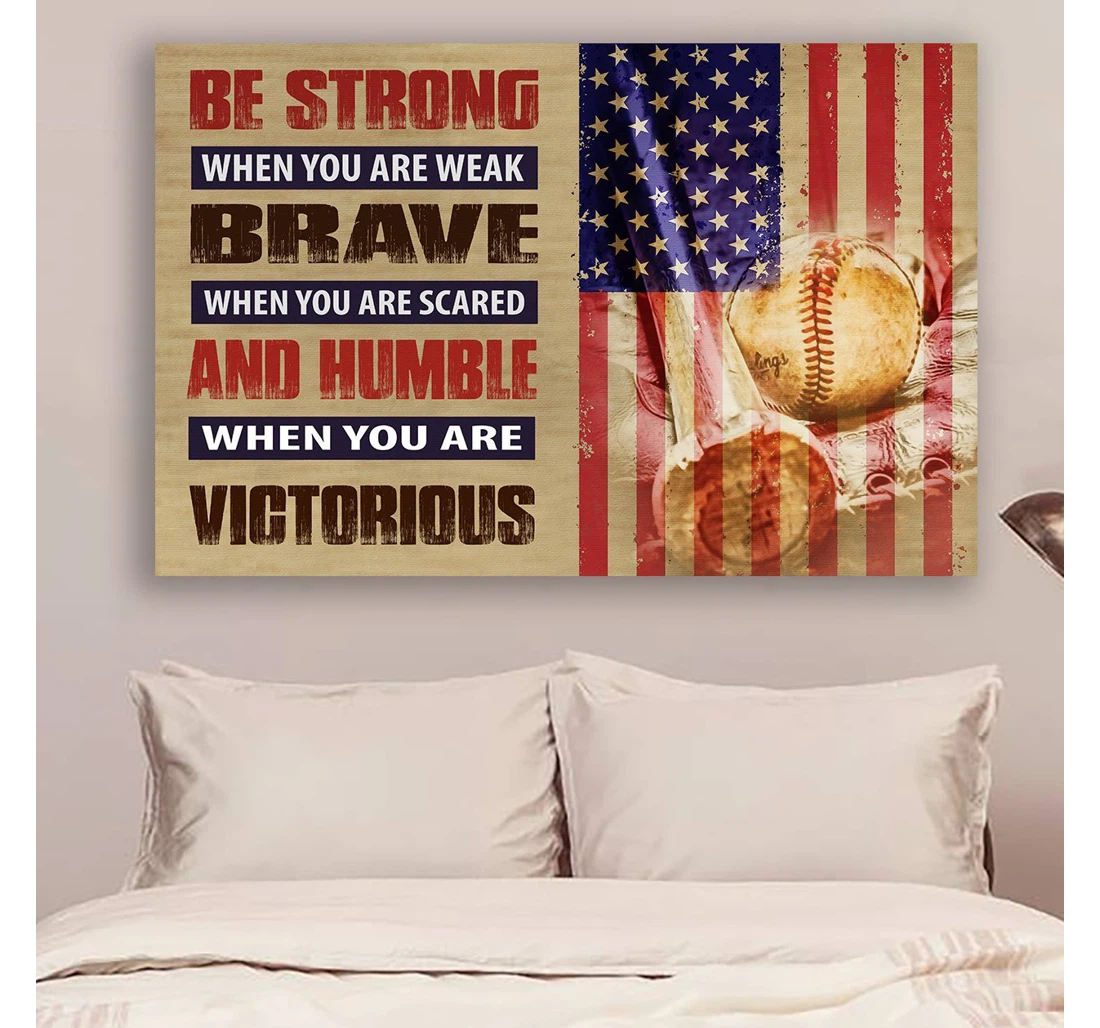 Personalized Poster, Canvas - G-baseball Dad To Son Be Strong When You Are Weak Print Framed Wall Art