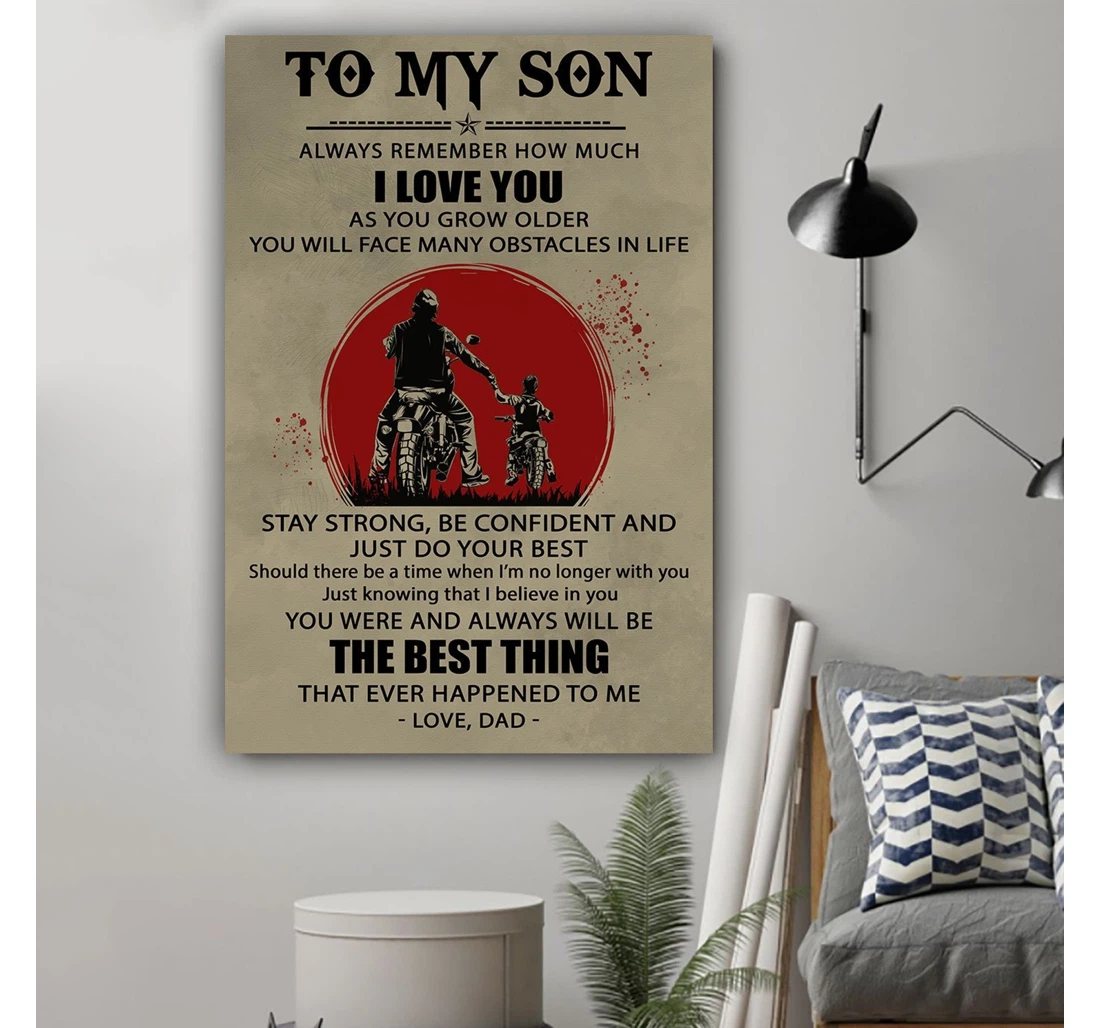 Personalized Poster, Canvas - G-biker Dad To Son I Love You 2 Print Framed Wall Art