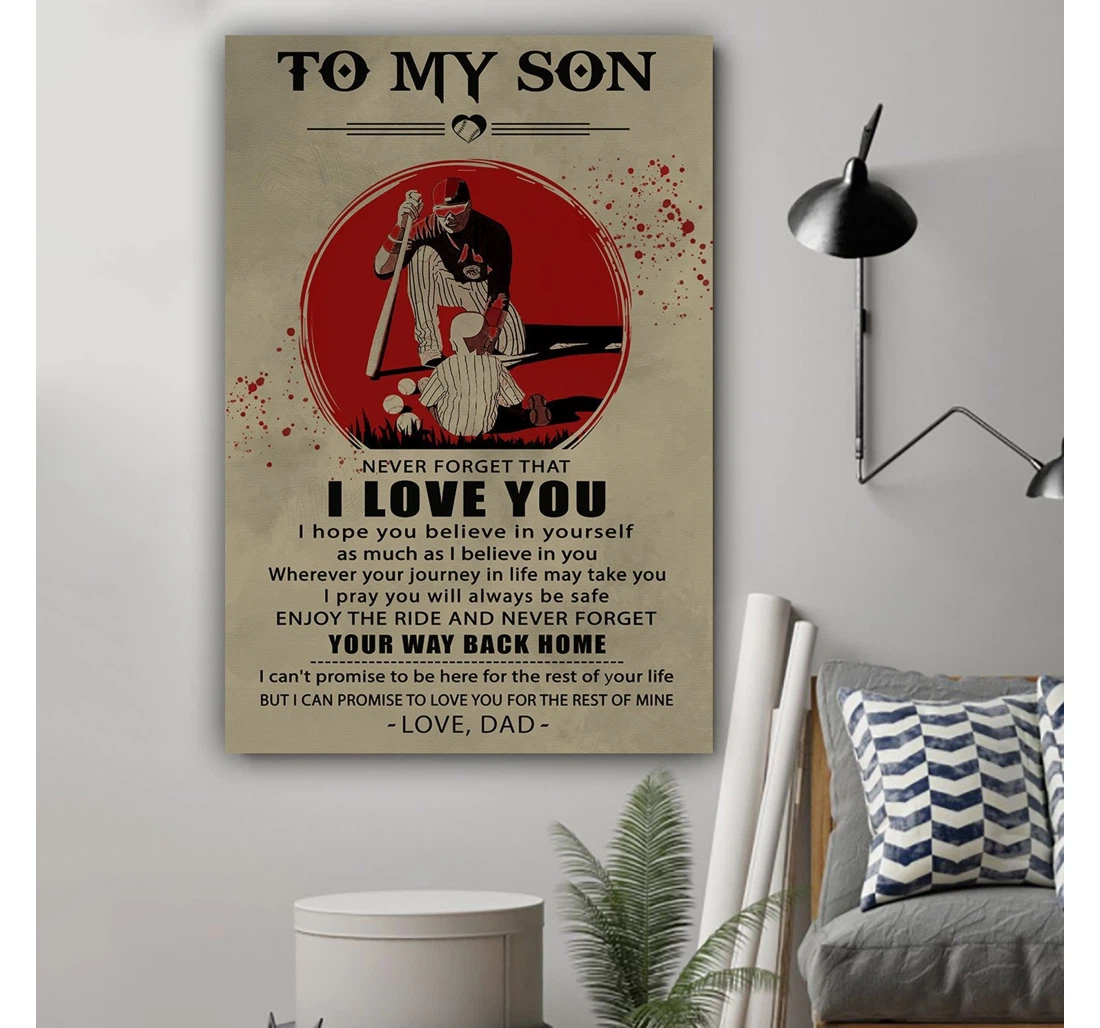 Personalized Poster, Canvas - G-baseball Dad To Son I Love You 2 Print Framed Wall Art