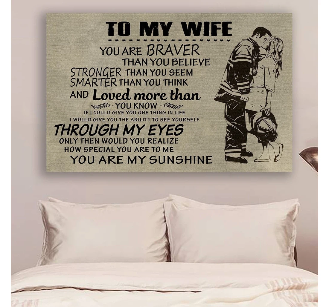 Personalized Poster, Canvas - Wife From Huband You Are Braver Stronger Smarter Print Framed Wall Art