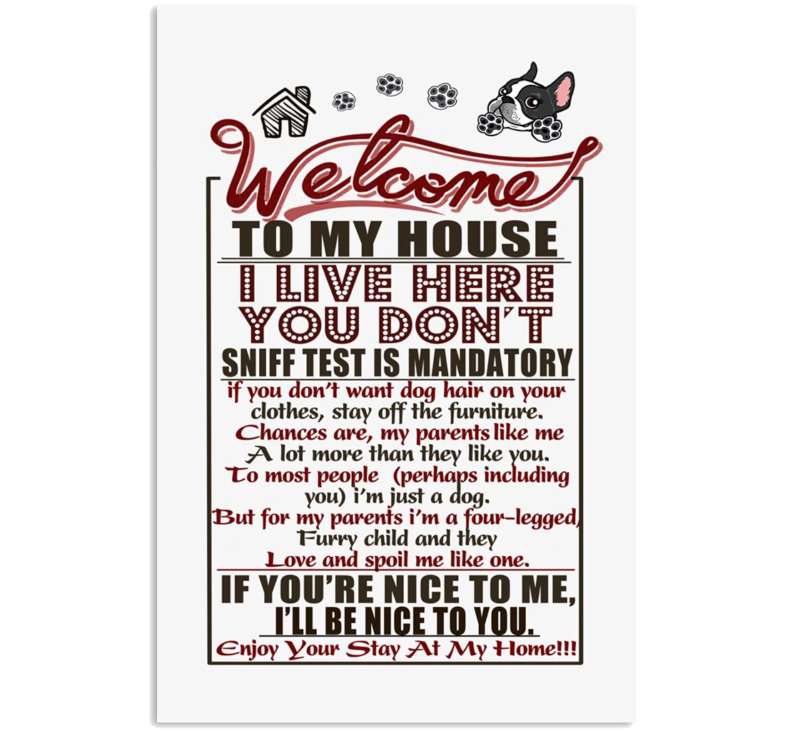 Personalized Poster, Canvas - Boston Terrier Welcome To My House Print Framed Wall Art