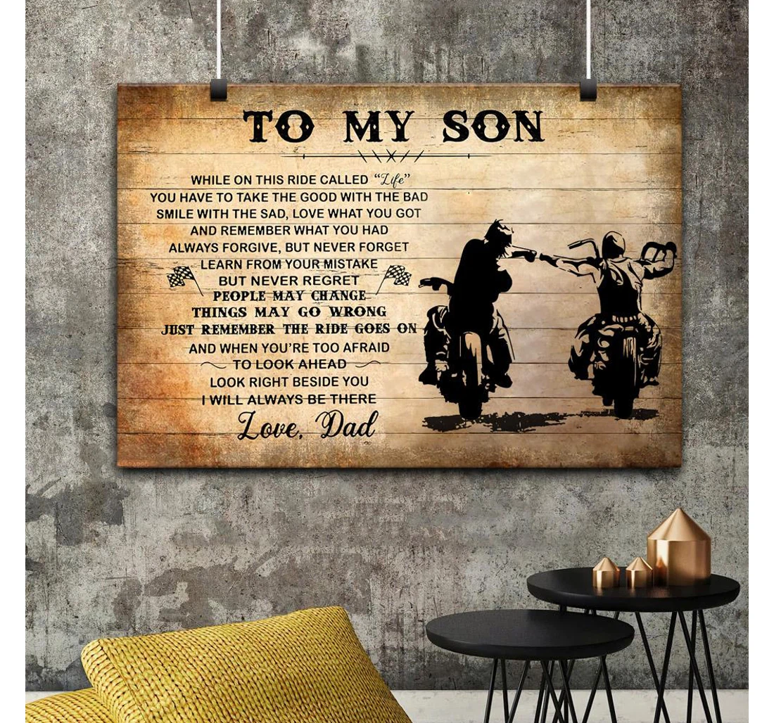 Personalized Poster, Canvas - Biker While On This Ride Called Life Son Print Framed Wall Art