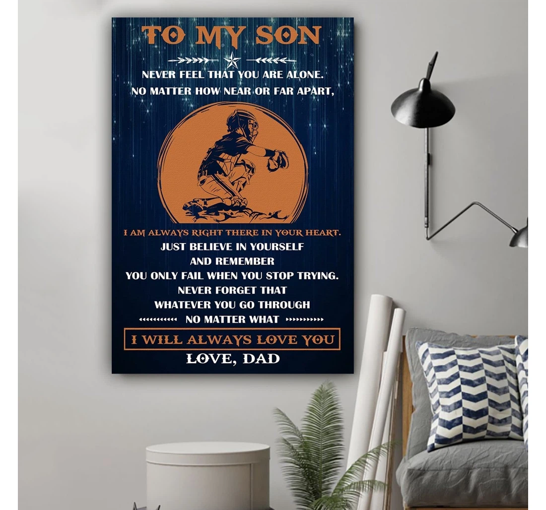 Personalized Poster, Canvas - G-baseball Dad To Son And Remember Print Framed Wall Art