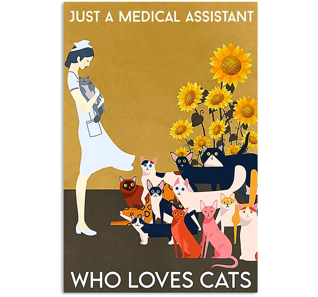 Personalized Poster, Canvas - Just A Medical Assistant Who Loves Cats Print Framed Wall Art