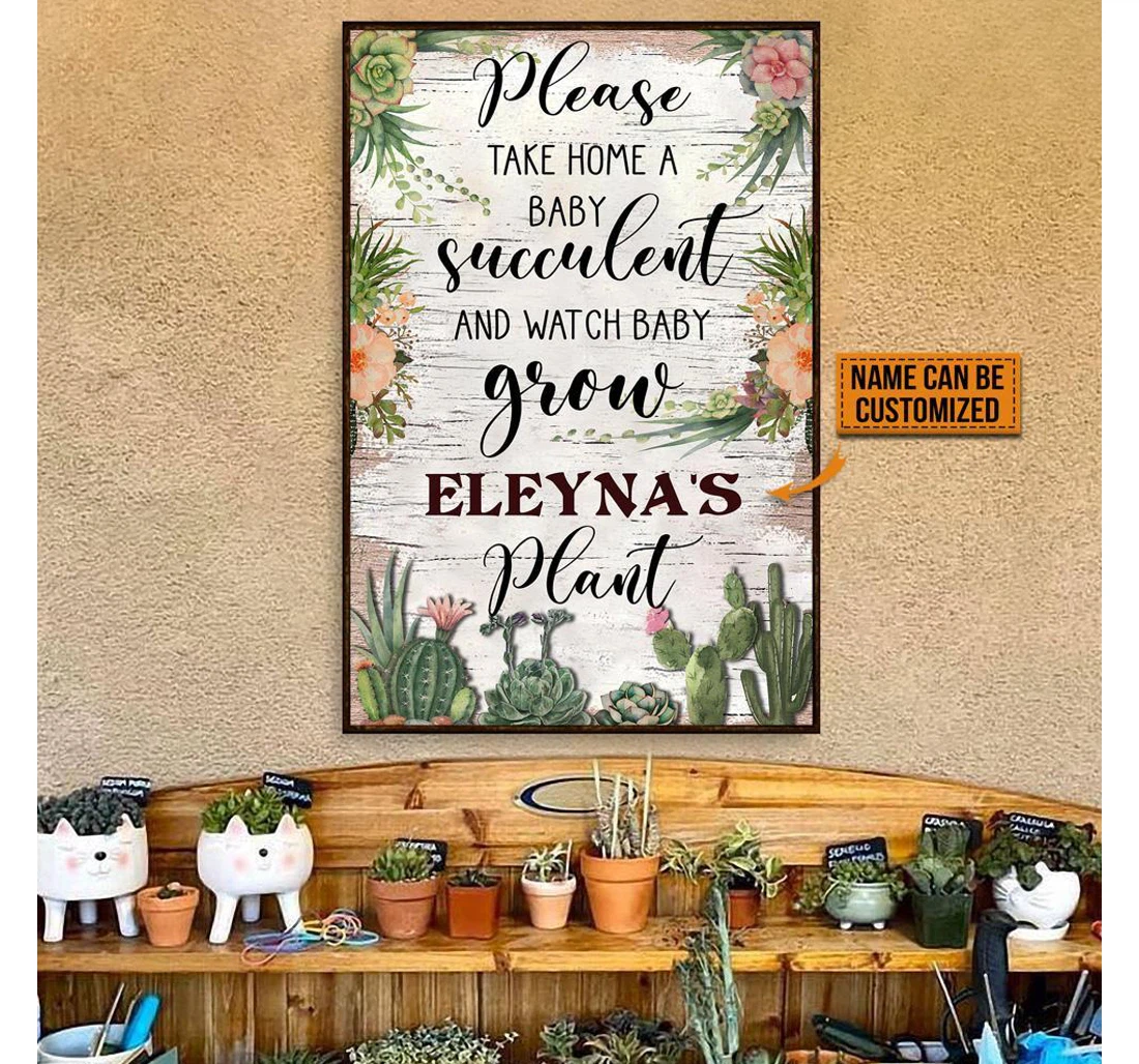 Poster, Canvas - Personalized Succulent Take A Baby Customized Print Framed Wall Art