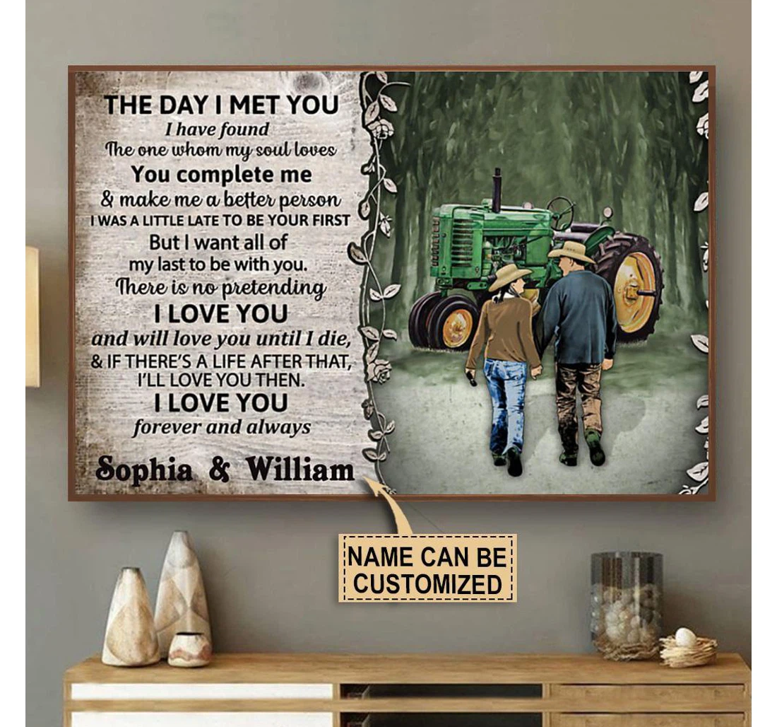 Poster, Canvas - Personalized Tractor Young The Day I Met Print Framed Wall Art