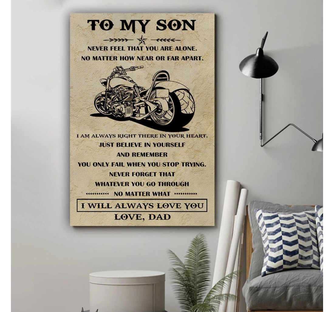 Personalized Poster, Canvas - G-biker Dad To Son And Remember Print Framed Wall Art