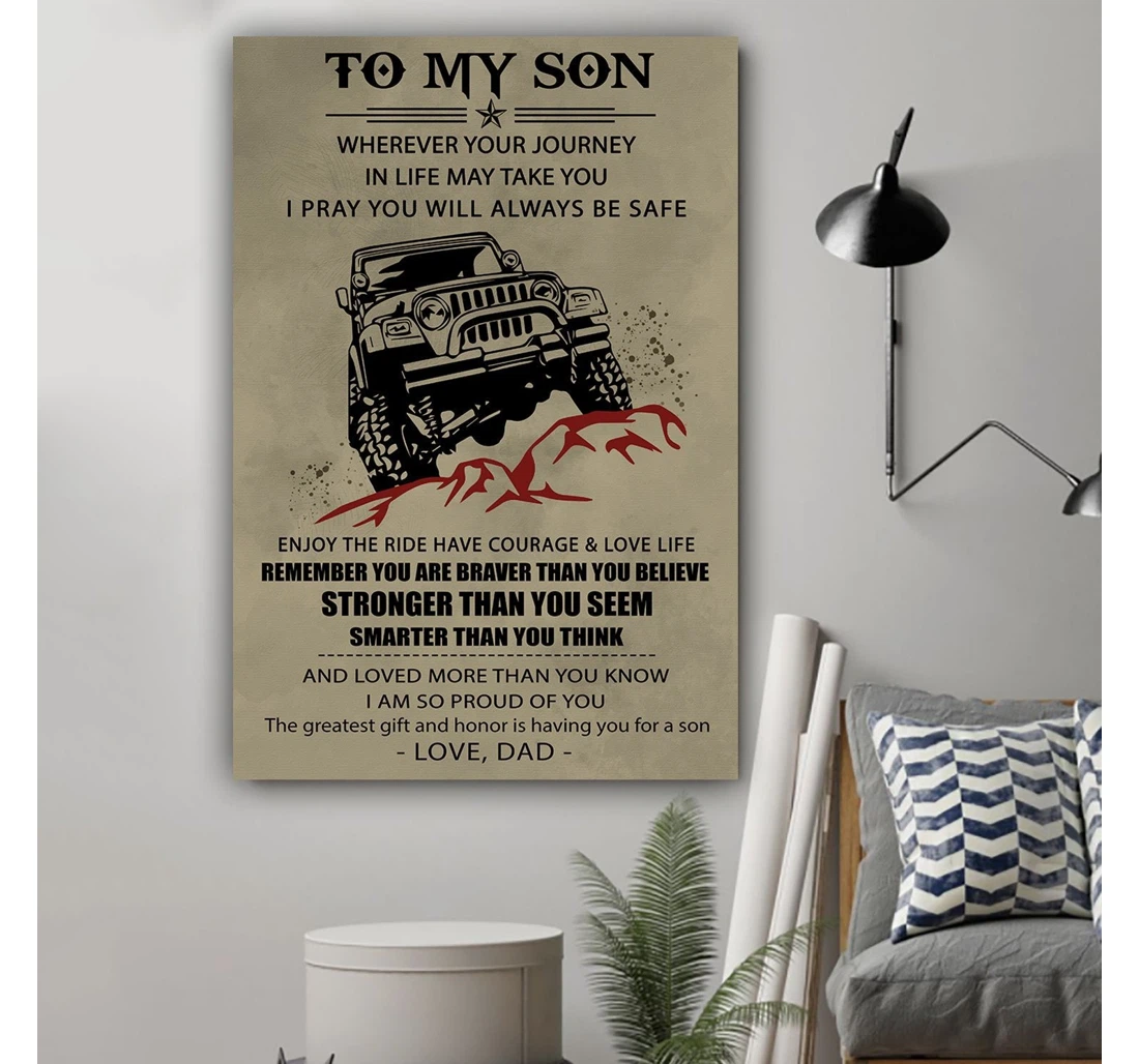 Personalized Poster, Canvas - G-poster Dad To Son You Are Braver Print Framed Wall Art