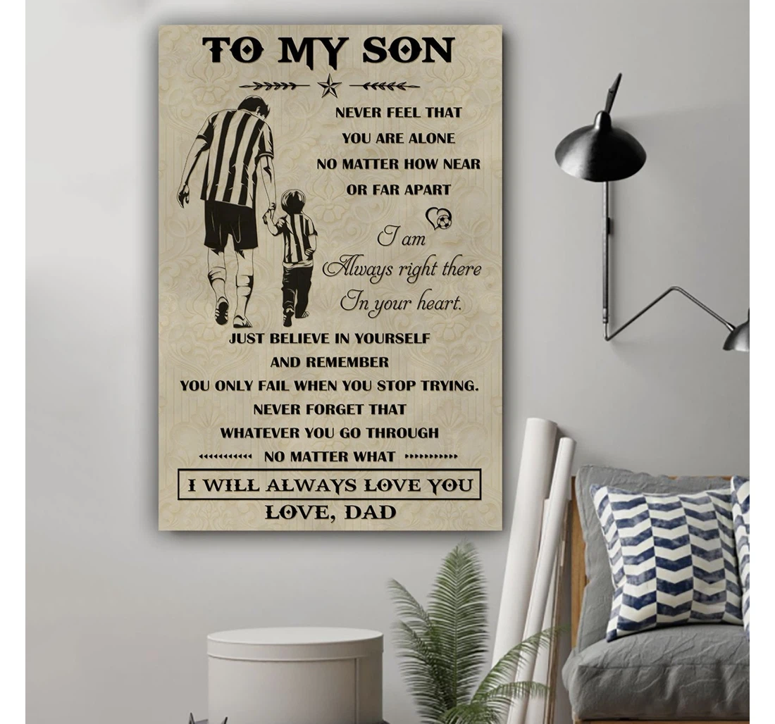 Personalized Poster, Canvas - G-soccer Dad To Son I Will Always Love You Print Framed Wall Art