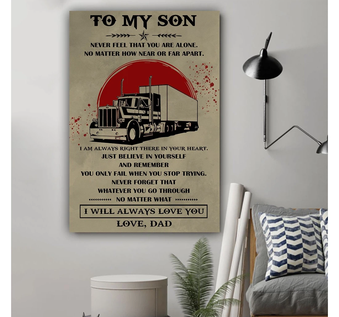 Personalized Poster, Canvas - G-trucker Dad To Son I Will Always Love You Print Framed Wall Art