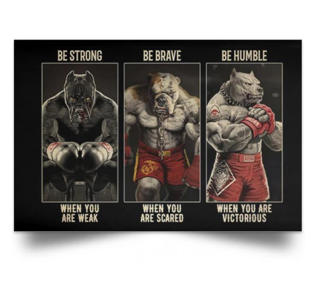 Personalized Poster, Canvas - Pitbull Boxing Be Strong Pitbull Us Marine Hg Hg Dog Lover Print Framed Wall Art