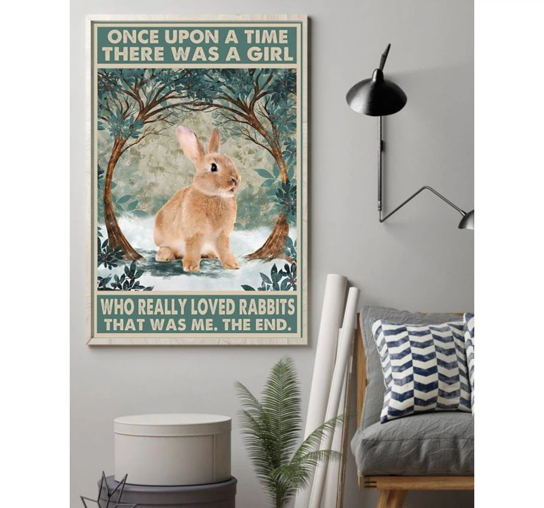 Personalized Poster, Canvas - Once Upon A Time There Was A Girl Who Really Loved Rabbits And Print Framed Wall Art