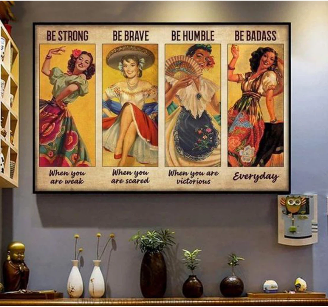 Personalized Poster, Canvas - Mexican Folk Dancing Be Badass Girls Pa Print Framed Wall Art