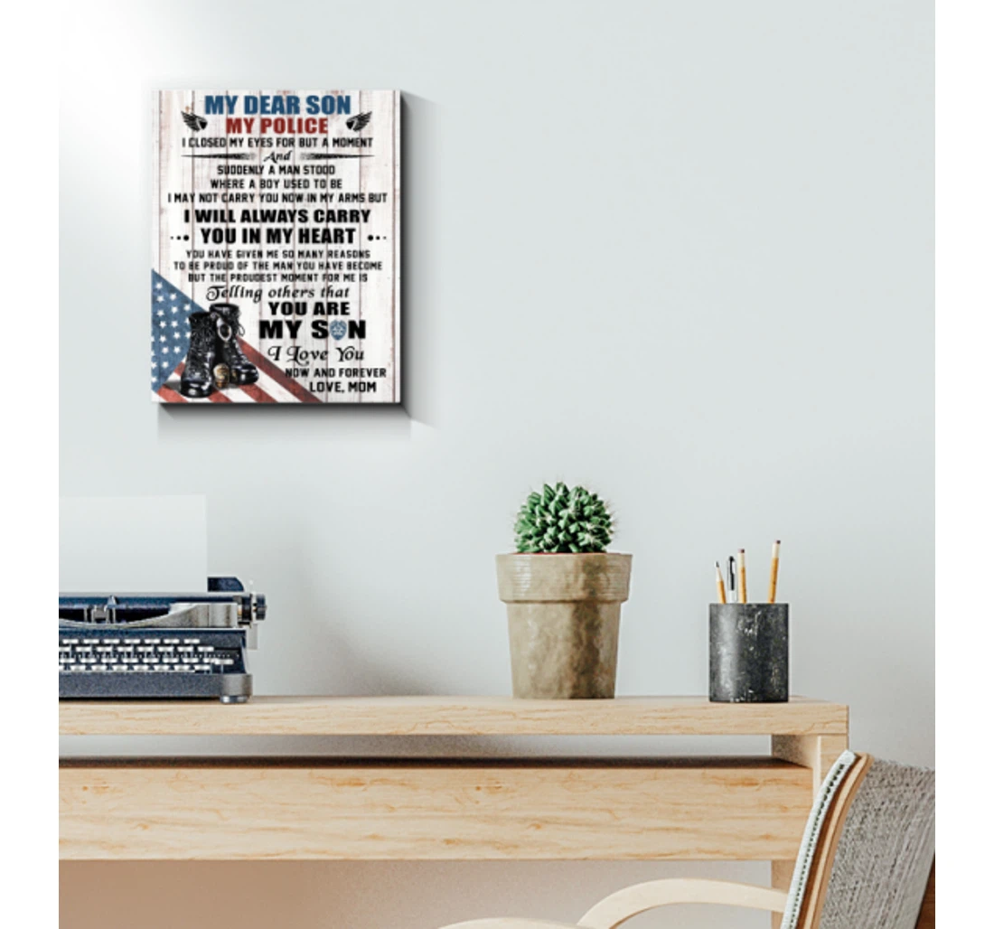 Personalized Poster, Canvas - Police My Dear Son Hg Print Framed Wall Art