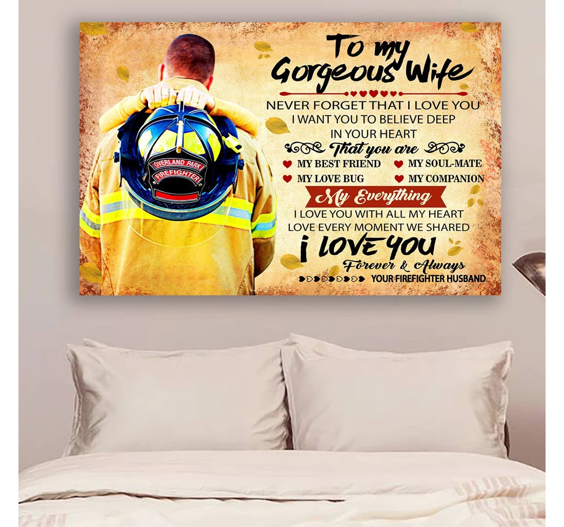 Personalized Poster, Canvas - G-firefighter Husband To Wife I Love You Print Framed Wall Art