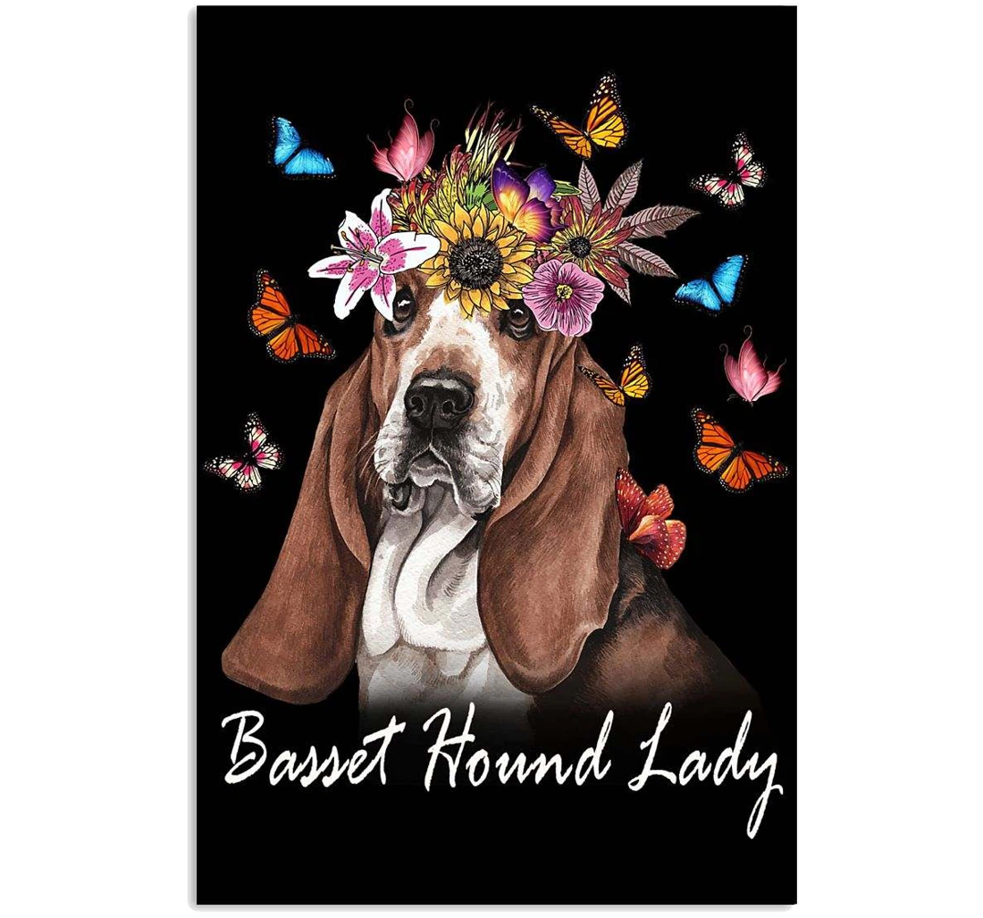 Personalized Poster, Canvas - Basset Hound Lady Print Framed Wall Art