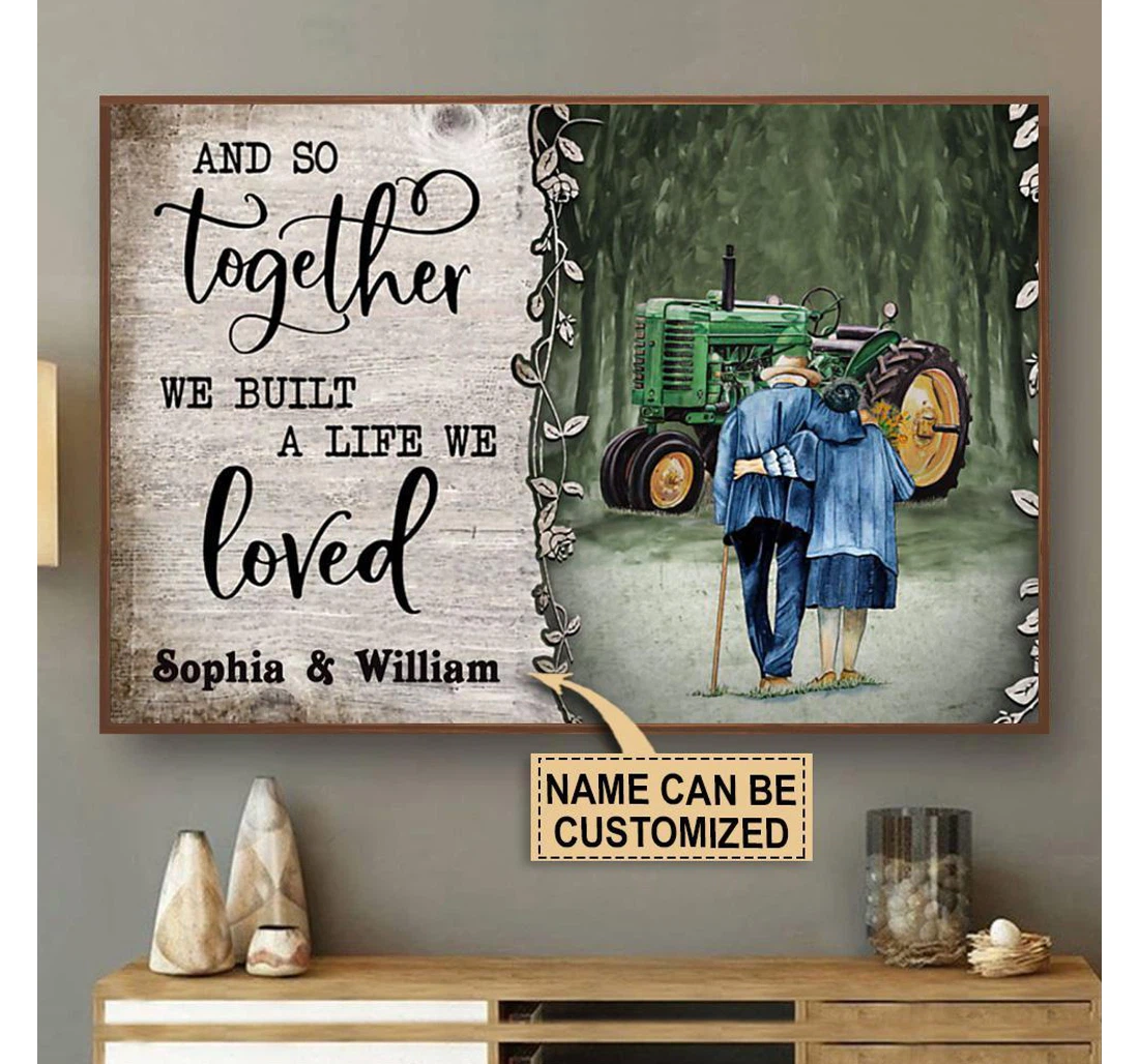 Poster, Canvas - Personalized Tractor And So Together Customized Print Framed Wall Art