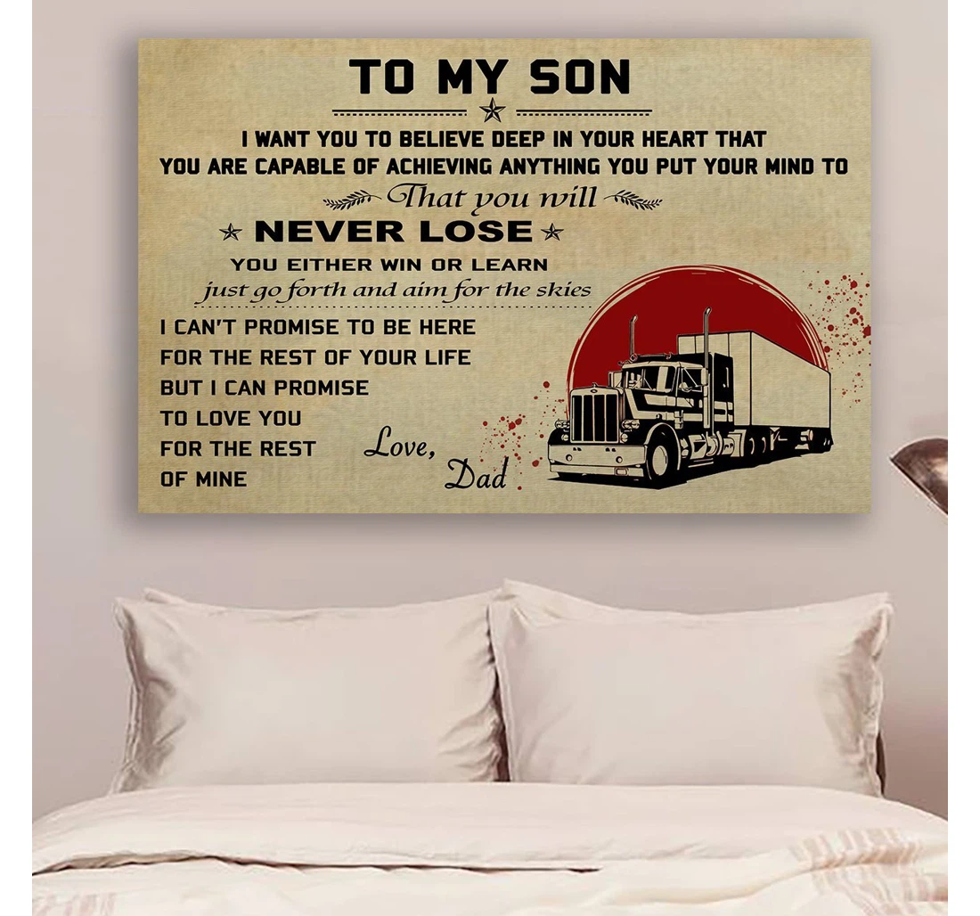 Personalized Poster, Canvas - G-trucker Dad To Son Never Lose Print Framed Wall Art