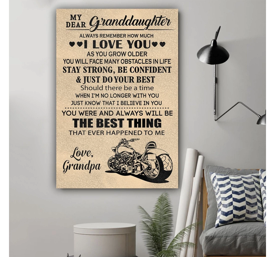 Personalized Poster, Canvas - G Biker Grandpa To Granddaughter The Best Thing Granddaughter Print Framed Wall Art