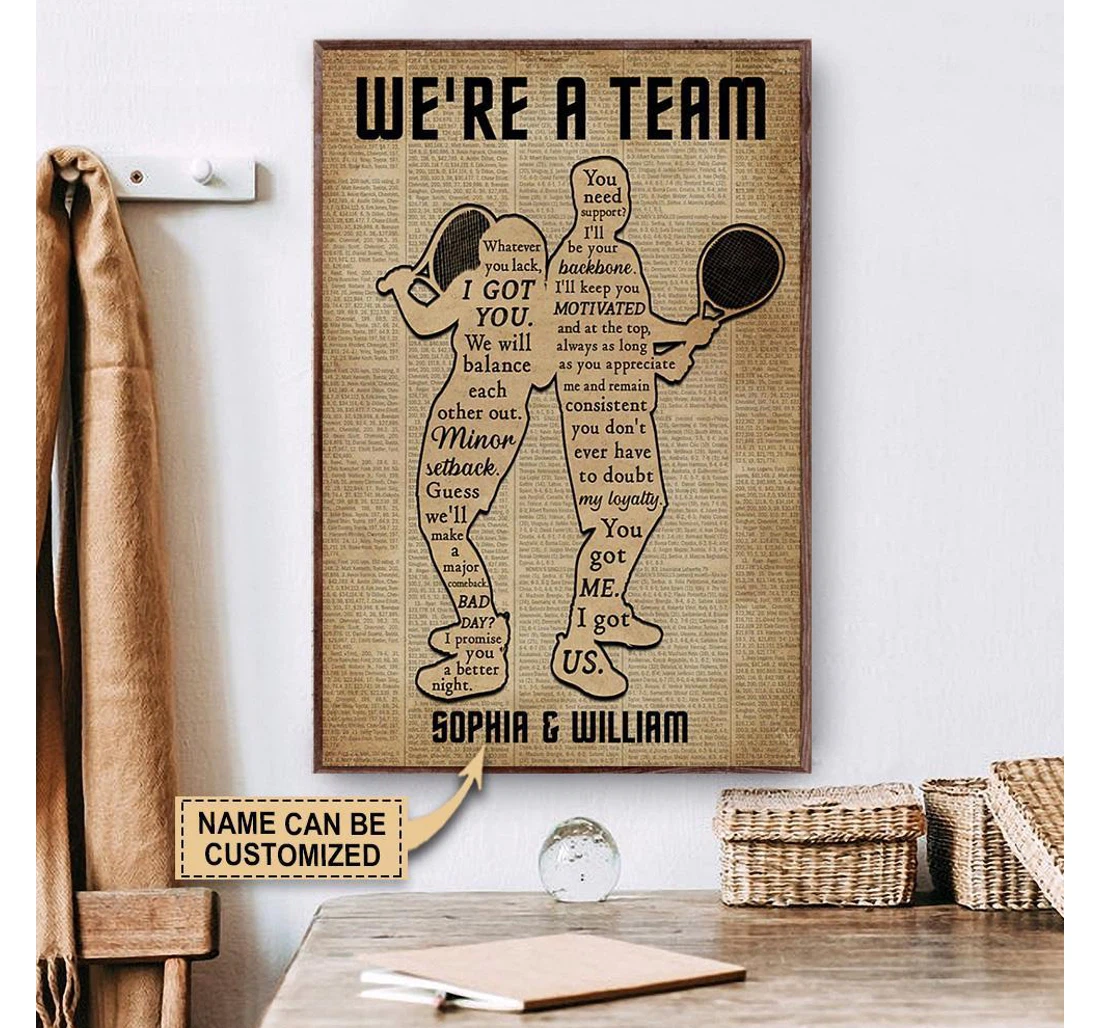 Poster, Canvas - Personalized Tennis We’re A Team Print Framed Wall Art