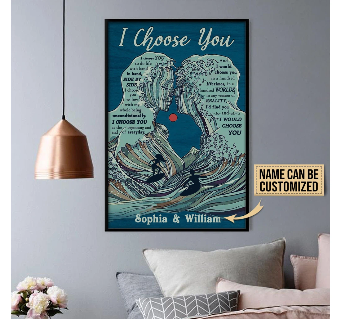 Poster, Canvas - Personalized Surfing I Choose You Customized Print Framed Wall Art