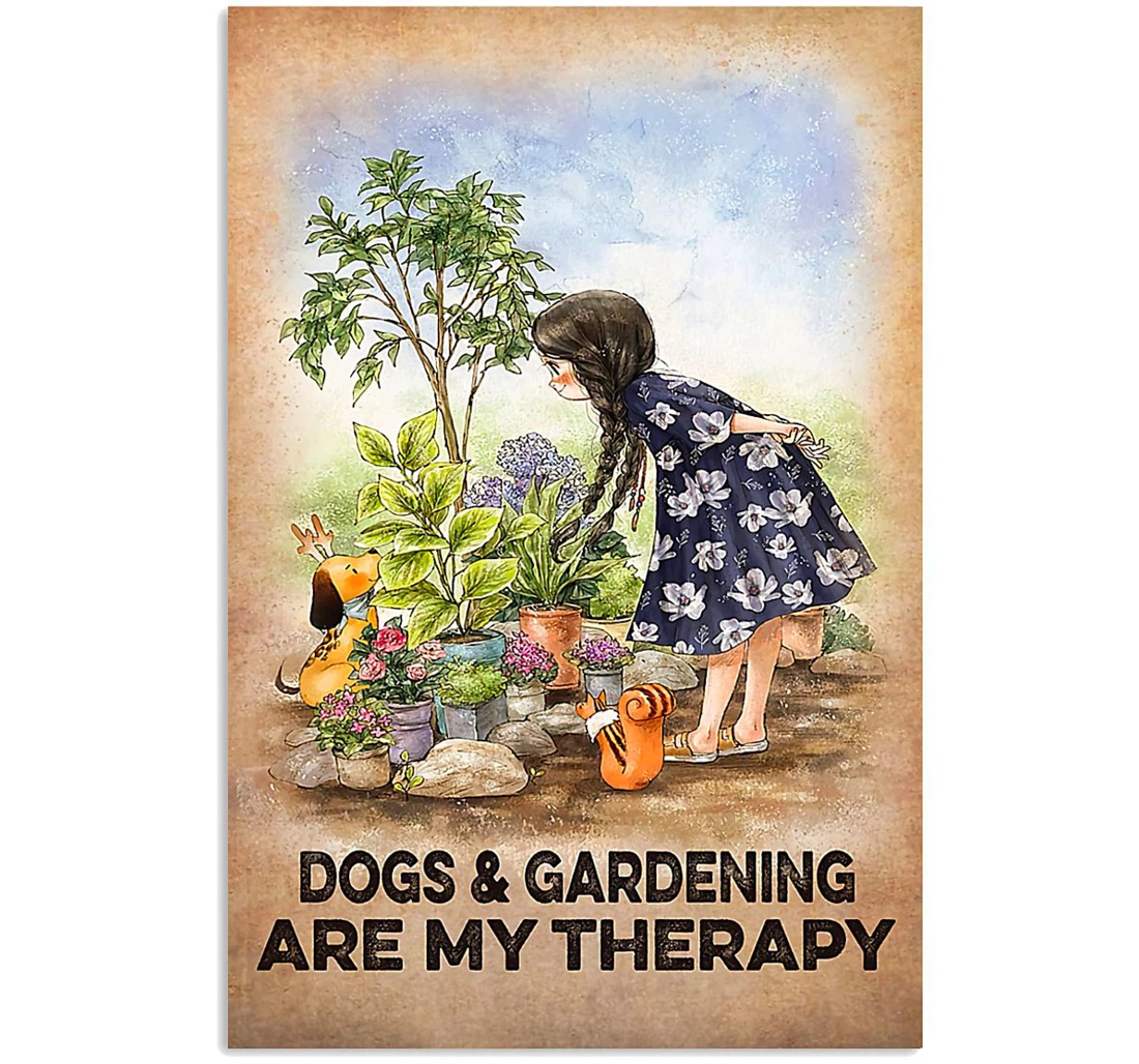 Personalized Poster, Canvas - Farmer Dogs And Gardening Are My Therapy Print Framed Wall Art