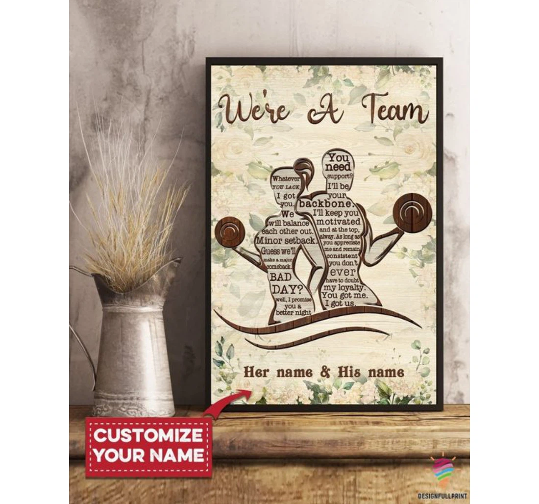 Poster, Canvas - Personalized We Are A Team Baseball Couple Hg First Valentine Boyfriend And Girlfriend Valentine’s Day Print Framed Wall Art