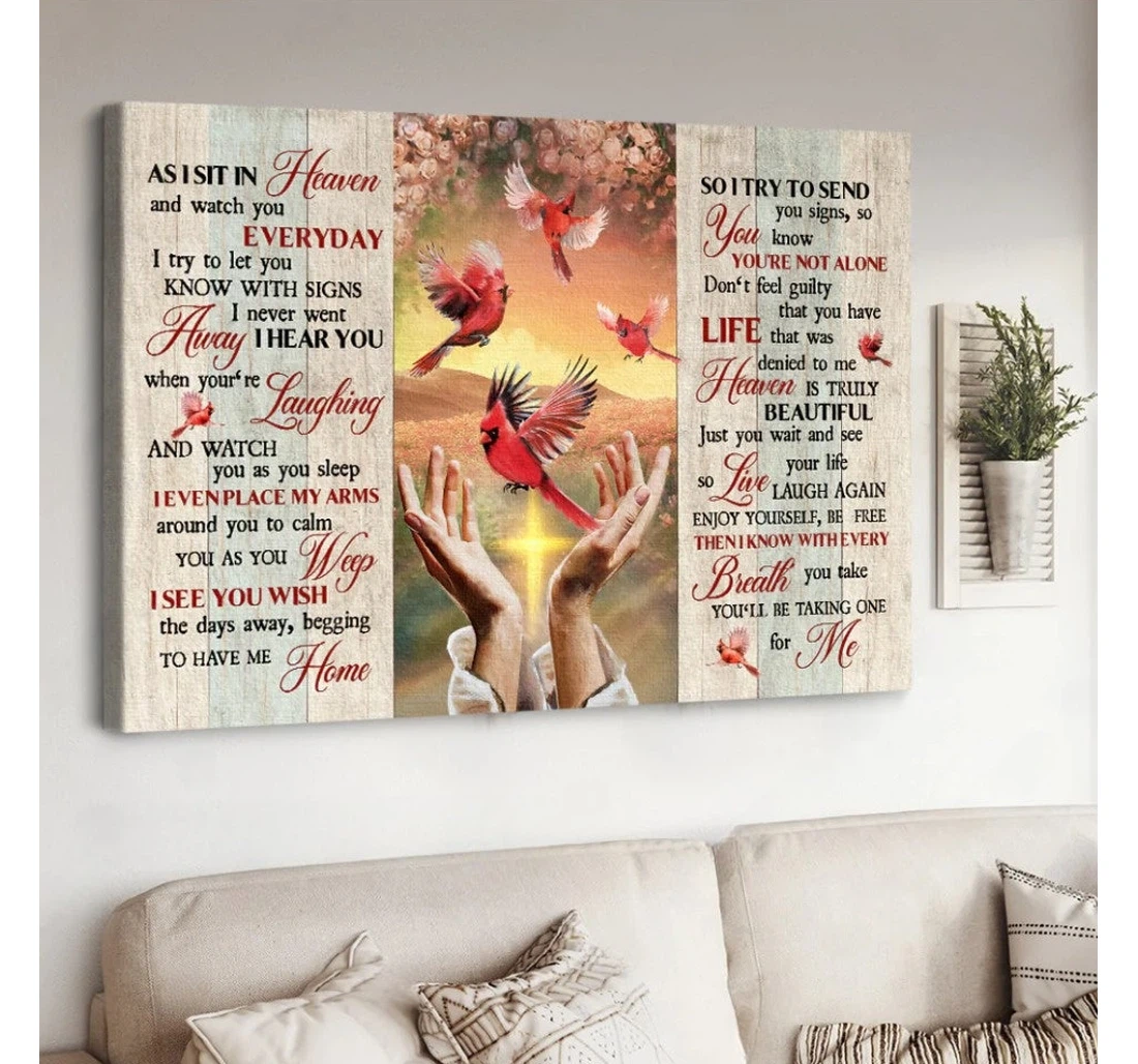 Personalized Poster, Canvas - Beautiful Cardinal Rose Pretty Sunset As I Sit In Heaven Matte Print Framed Wall Art