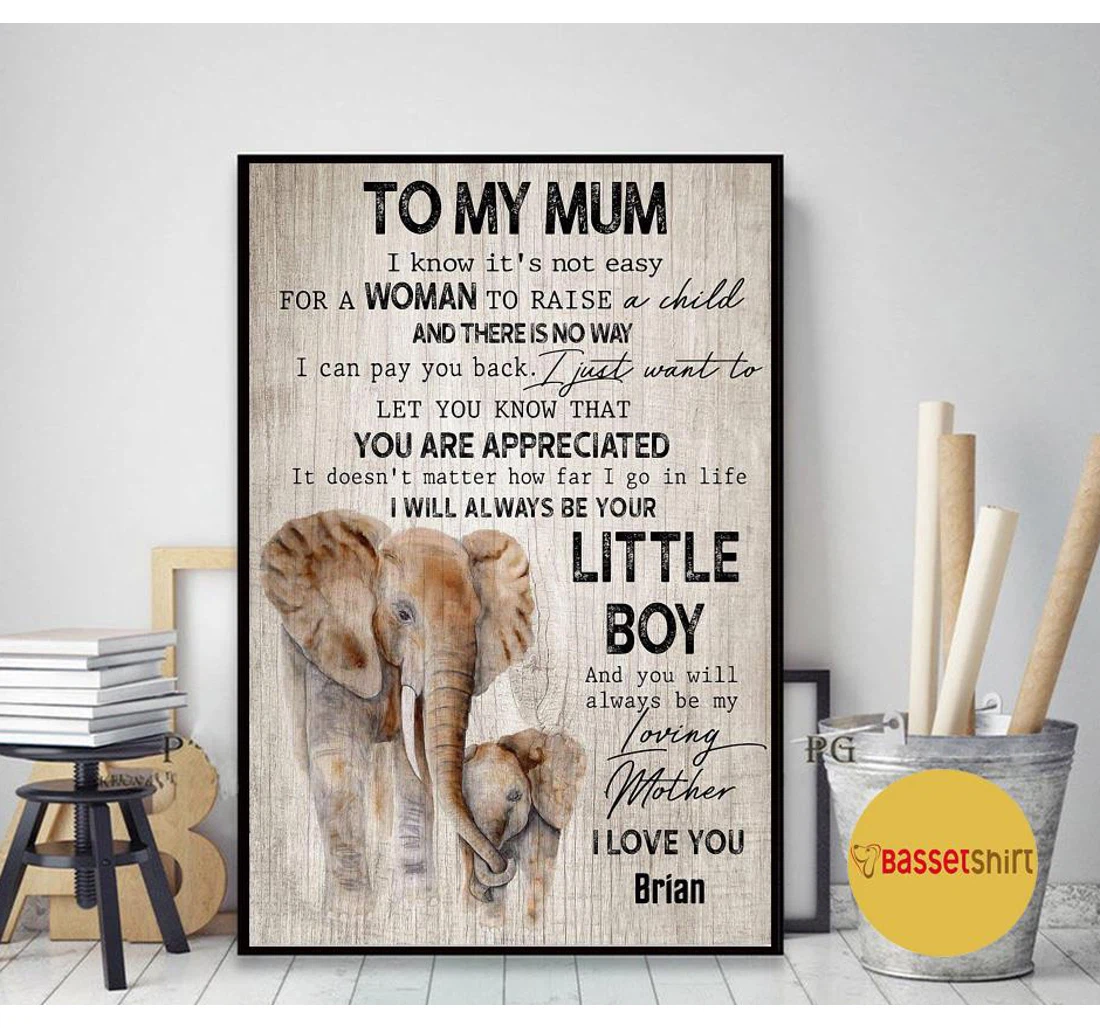 Personalized Poster, Canvas - To My Mum I Will Always Be Your Little Elephant Mother 0921 Print Framed Wall Art