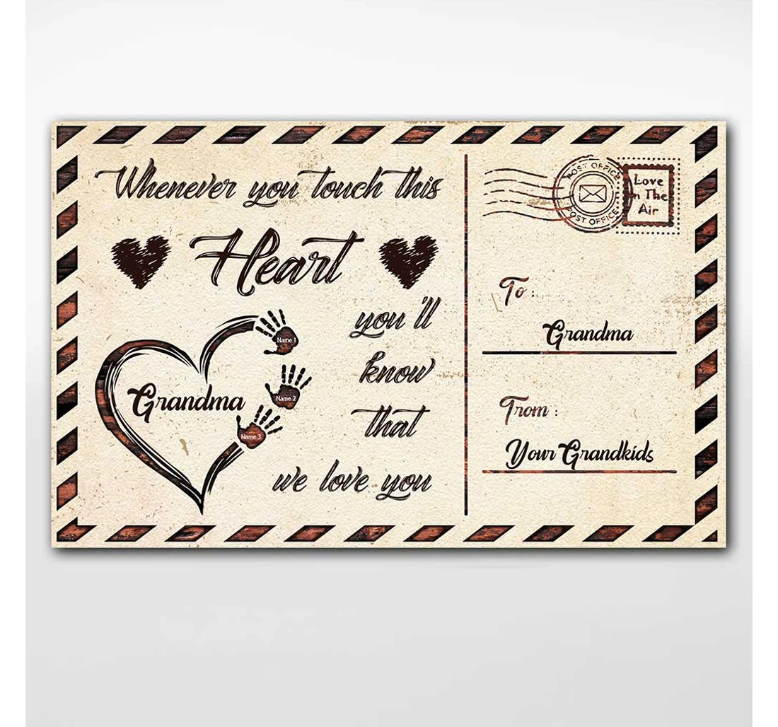 Poster, Canvas - Whenever You Touch This Heart Personalized Mother's Day Grandma Print Framed Wall Art