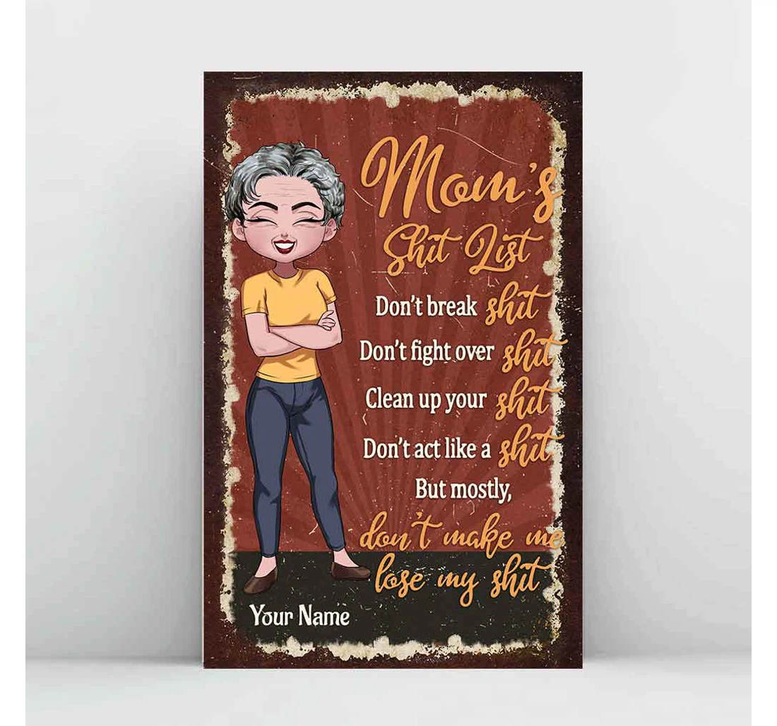 Poster, Canvas - Mom's List Don't Break Don't Fight Personalized Mother's Day Print Framed Wall Art