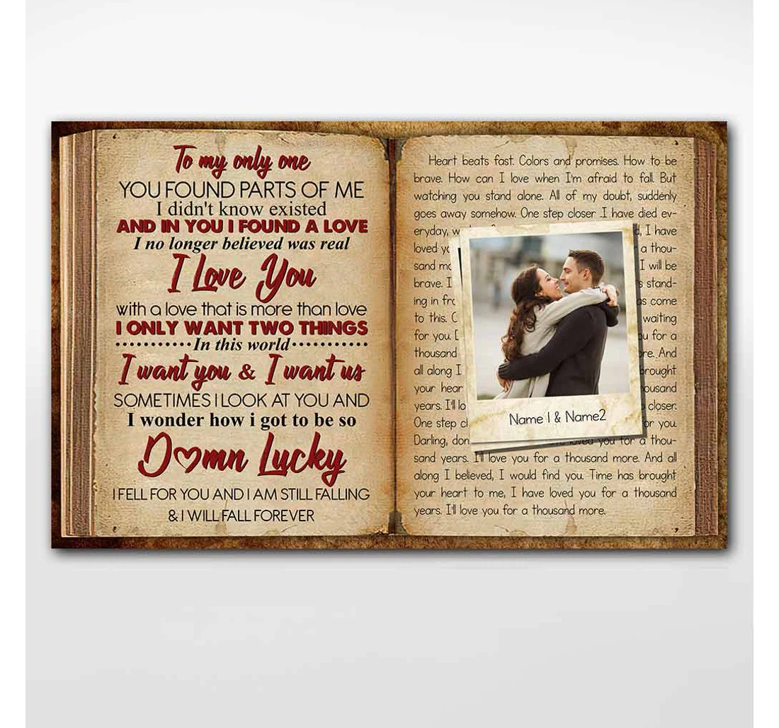 Poster, Canvas - A Thousand Years Lyrics Book Personalized Couple Print Framed Wall Art