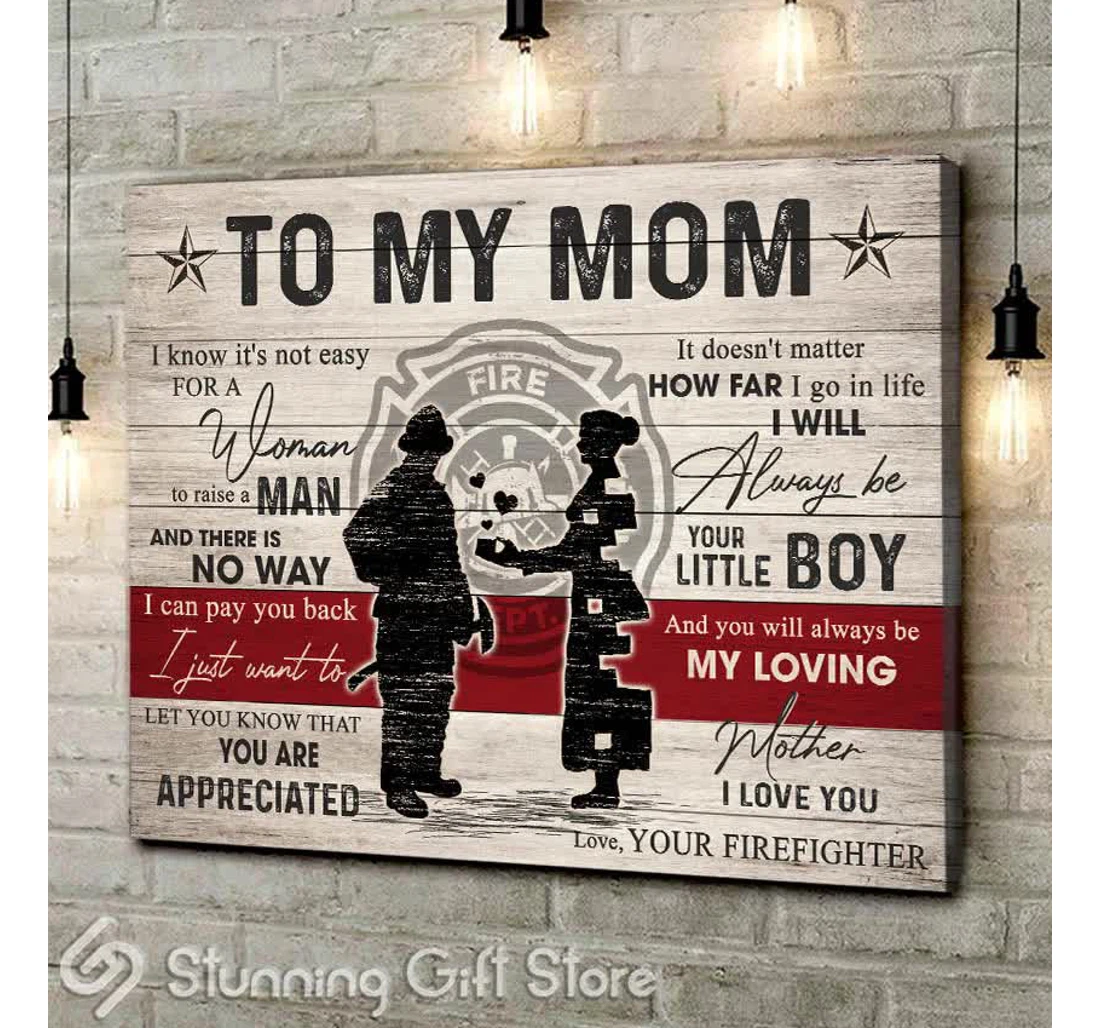 Personalized Poster, Canvas - Mom From Firefighter I Will Always Be Your Little Mother 0921 Print Framed Wall Art