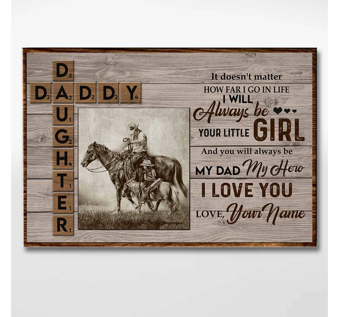 Poster, Canvas - Your Little Girl Horse Personalized Print Framed Wall Art