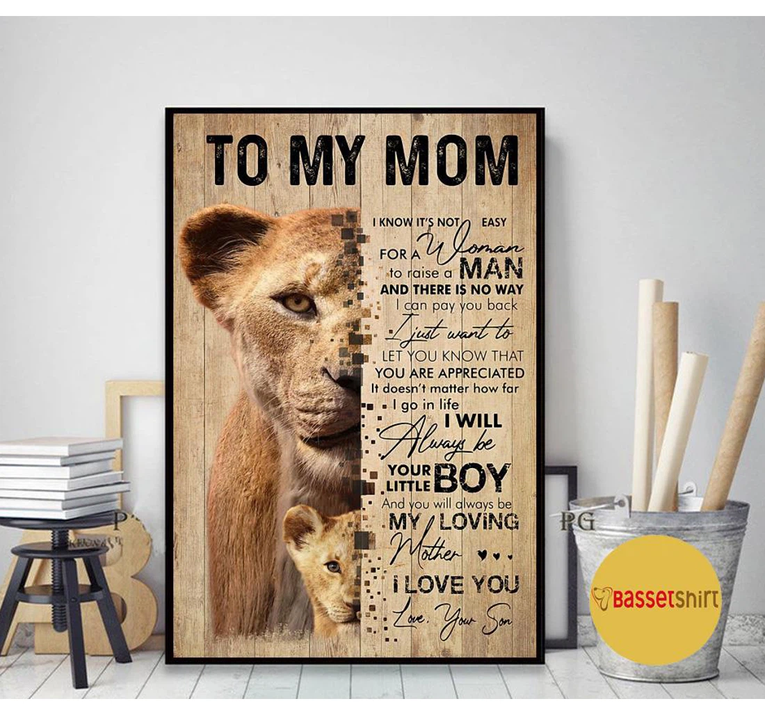Personalized Poster, Canvas - Lion Son To My Mom I Love You Mother's Day Mother 0921 Print Framed Wall Art