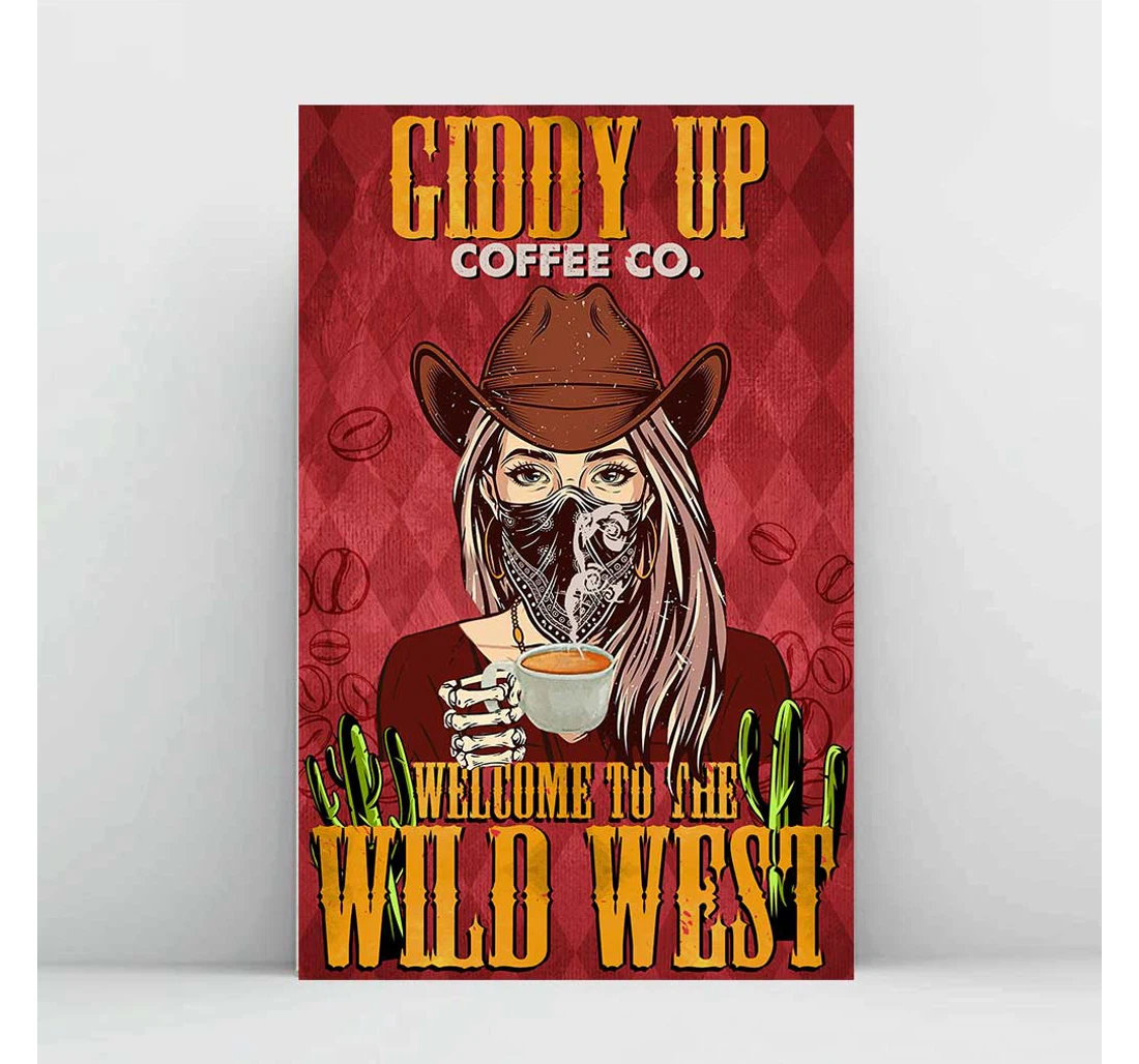Personalized Poster, Canvas - Welcome To The Wild West Giddy Up Horse Print Framed Wall Art